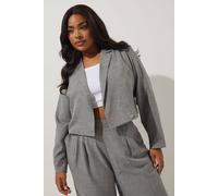 Revere Collar Cropped Blazer Yours Grey 22-24