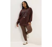 Yours Women's Ribbed Basic Leggings in Brown | Size: 16
