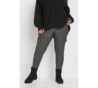 Yours Ribbed Cargo Leggings In Grey Grey 14
