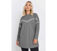 Yours Curve Ribbed Chevron Stud Jumper - Women's - Plus Size Curve Grey