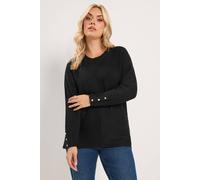 Yours Women's Ribbed Dipped Hem Jumper in Black | Size: 26/28