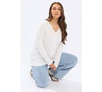 Yours Ribbed Henley Top In Natural Natural 18