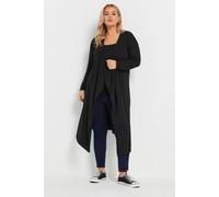 Yours Curve Ribbed Midaxi Waterfall Cardigan - Women's - Plus Size Curve Black