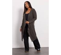 Yours Ribbed Midaxi Waterfall Cardigan In Brown Brown 18