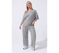 Yours Ribbed Plisse Top In Grey Grey 14