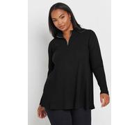 Yours Ribbed Quarter Zip Top In Black Black 20