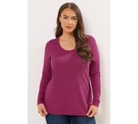 Yours Curve Ribbed Scoop Neck Top - Women's - Plus Size Curve Pink