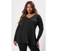 Yours Curve Ribbed Swing T-Shirt - Women's - Plus Size Curve Black