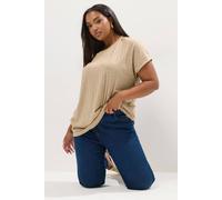 Yours Ribbed Swing T-Shirt In Light Beige Light Beige 22-24