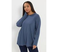 Yours Ribbed Swing T-Shirt In Mid Blue Mid Blue 16