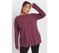 Yours Curve Long Sleeve Ribbed Swing Top - Women's - Plus Size Curve Purple