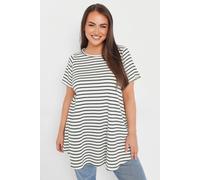 Yours Curve Striped Ribbed Swing Top - Women's - Plus Size Curve White
