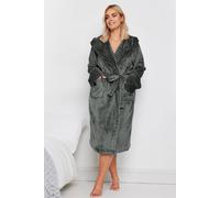 Yours Curve Ribbed Trim Hooded Dressing Gown - Women's - Plus Size Curve