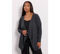 Yours Ribbed Waterfall Cardigan In Charcoal Charcoal 18