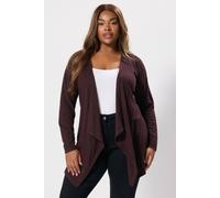 Yours Curve Dark Purple Ribbed Waterfall Cardigan - Women's - Plus Size Curve