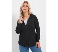 Yours Women's Ribbed Zip Hoodie in Black | Size: 26/28