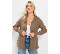 Yours Women's Ribbed Zip Hoodie in Brown | Size: 22/24