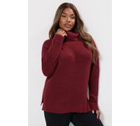 Yours Curve Burgundy Roll Neck Knitted Jumper - Women's - Plus Size Curve