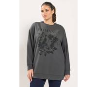 Yours Women's 'Romance' Studded Rose Sweatshirt in Grey | Size: 10/12