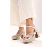 Yours Rope Heel Sandals In Wide E Fit In Natural Natural 7E