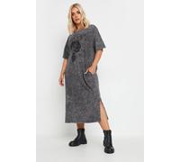 Rose Graphic Print T-Shirt Dress Yours Grey 26-28