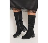 Yours Women's Rouched Calf Boots In Wide E & Extra Wide EEE Fit in Black | Size: 7E