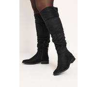 Yours - Rouched Fold Over Boots In Wide E & Extra Wide Eee Fit - Women's