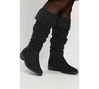 Yours - Rouched Fold Over Boots In Wide E & Extra Wide Eee Fit - Women's