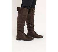 Yours - Rouched Fold Over Boots In Wide E & Extra Wide Eee Fit - Women's