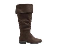 Yours Women's Rouched Fold Over Boots In Wide E & Extra Wide EEE Fit in Brown | Size: 9E