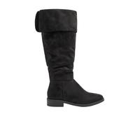 Yours Women's Rouched Fold Over Boots In Wide E & Extra Wide EEE Fit in Black | Size: 9EEE