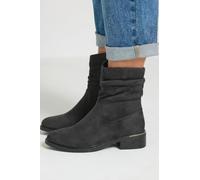 Yours Women's Ruched Block Heel Ankle Boots in Wide E & Extra Wide EEE Fit in Black | Size: 5EEE