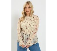 Yours Women's Ruched Floral Blouse in Cream | Size: 16