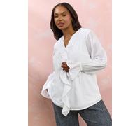 Yours Ruffle Tie Detail Blouse In White White 18