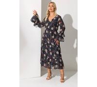 Yours London Curve Floral Ruffle Tiered Maxi Dress - Women's - Plus Size Curve Black