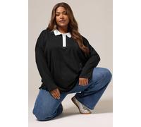 Yours Curve Rugby Collar Top - Women's - Plus Size Curve Black