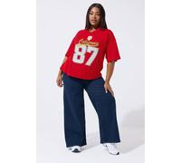 Yours Rugby Collar Varsity Top In Red Red 16