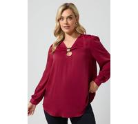 Yours Women's Satin Metal Trim Blouse in Red | Size: 22