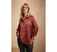 Yours Women's Satin Shirt in Burnt Orange | Size: 16 Yours Burnt Orange 16