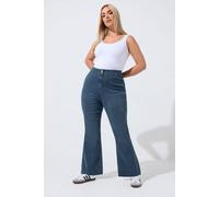 Yours Women's Seam Detail Flared Jeans in Blue | Size: 18