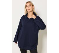 Yours Curve Blue Seam Detail Hoodie - Women's - Plus Size Curve