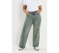Yours Seam Detail Wide Leg Jeans In Blue Blue 16