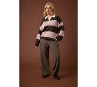 Yours Curve Seam Front Wide Leg Trousers - Women's - Plus Size Curve Brown