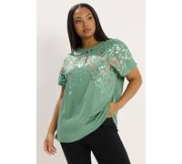 Yours Women's Sequin Animal T-Shirt in Green | Size: 20 Yours Green 20