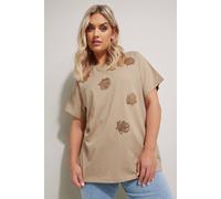 Yours Curve Brown Sequin Embellished Shell T-Shirt - Women's - Plus Size Curve