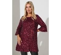 Yours London Curve Sequin Flute Sleeve Top - Women's - Plus Size Curve