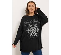 Yours Sequin Novelty Christmas Jumper In Black Black 22-24