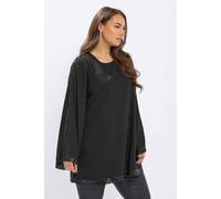 Yours Sequin Panel Tunic Top In Black Black 18