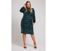 Yours Sequin Velvet Shift Dress In Light Blue Light Blue 30-32