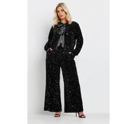 Yours Curve Sequin Wide Leg Trousers - Women's - Plus Size Curve Black